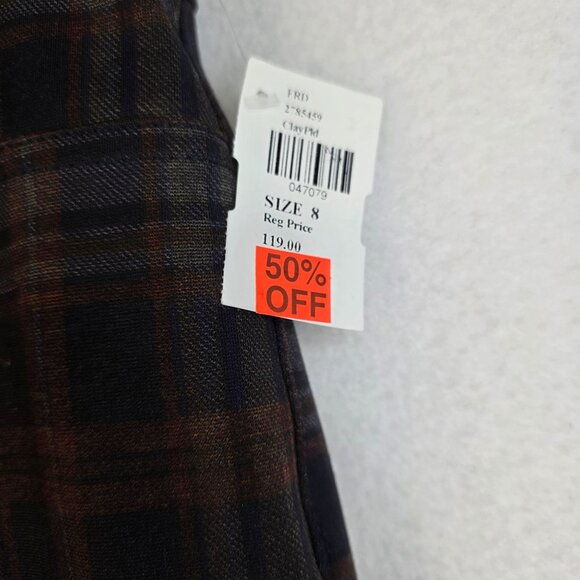 French Dressing Size 8 Pull-On Slim Leg Plaid Jeans Clay Preppy Academia NWT - Picture 6 of 11
